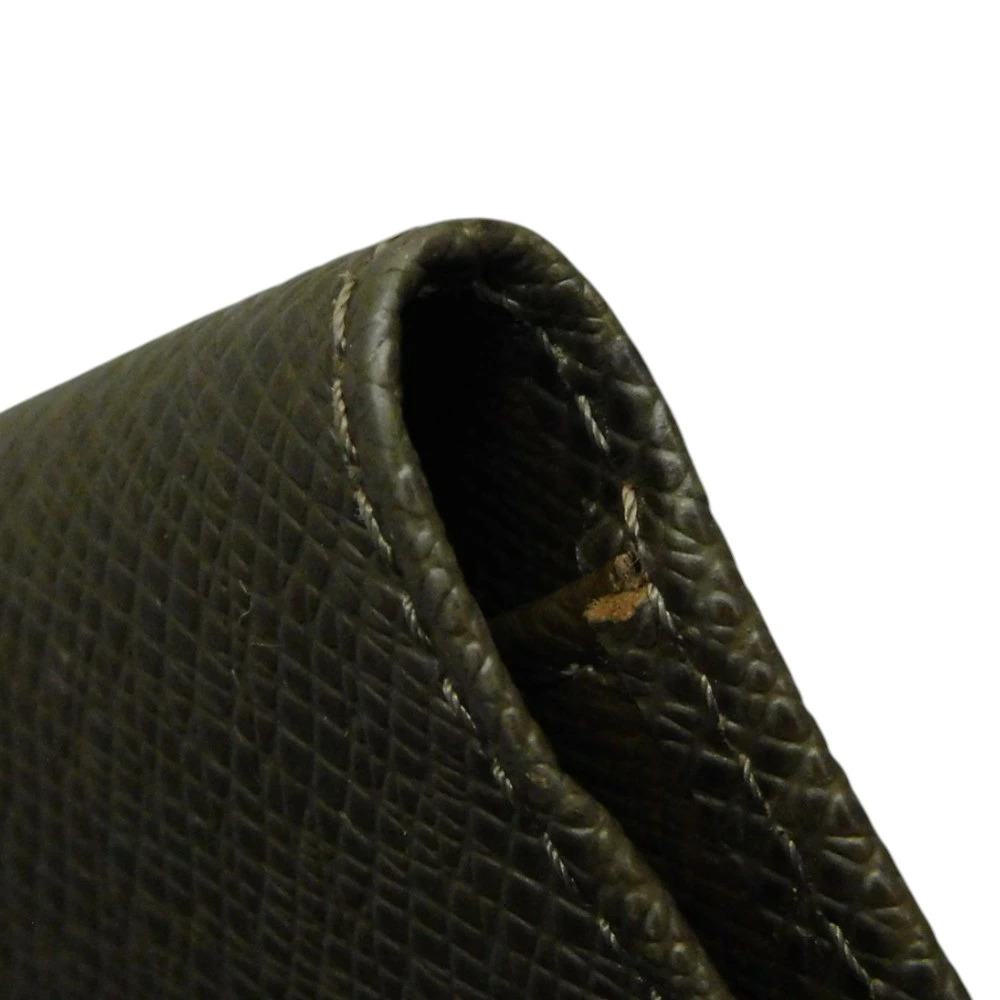 LOUIS VUITTON Agenda Poche Taiga Notebook Cover Card Pockets Brown